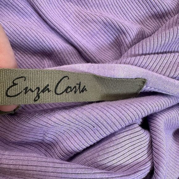 NWT Enza Costa Purple Ribbed Silk Blend Halter Keyhole Bodysuit Size S - MSRP $1 - Picture 3 of 10